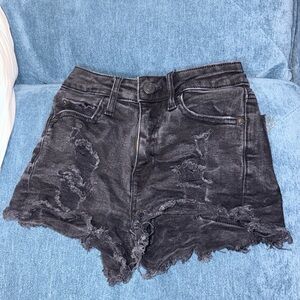 Aeropostale Charcoal Distressed Jean Shorts